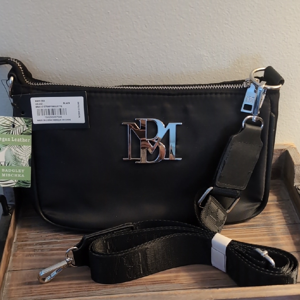 Badgley Mischka Black Nylon Crossbody Bag